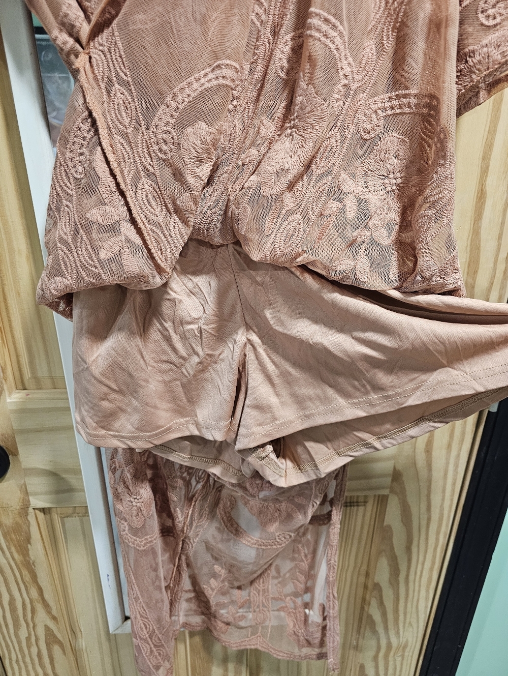 Haute Monde Dusty Rose Lace Maxi Romper Dress - Picture 3 of 4